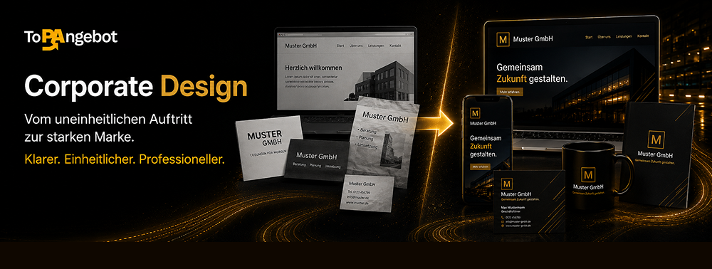 Transformation eines uneinheitlichen Auftritts zu einem professionellen Corporate Design auf Website und Werbemitteln.