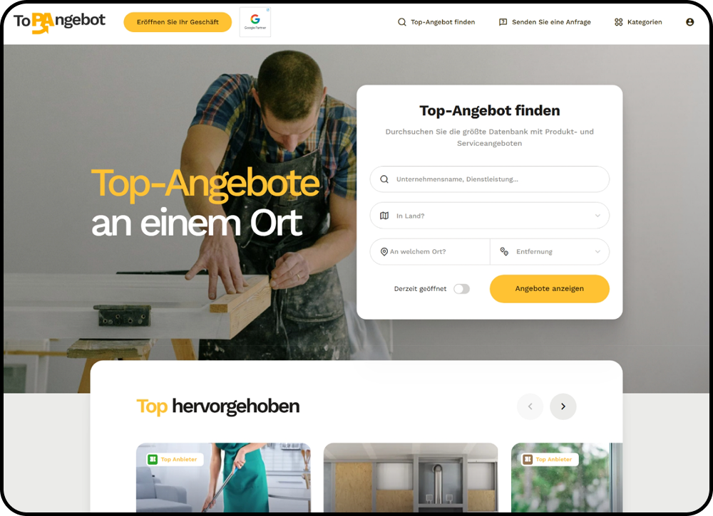 Professionelle Erstellung von Unternehmensinhalten und Medien für die Präsentation auf Top-angebot.de.